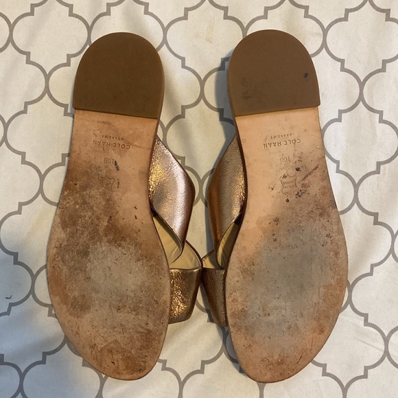 Cole Haan Gold Anica Leather Slide Sandal - Picture 6 of 7